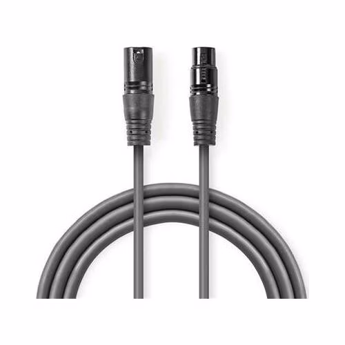 Nedis COTG15012GY100 - Digitální DMX Kabel 110 Ohmů | XLR 3pinová Zástrčka – XLR 3pinová Zásuvka | 10 m | Šedá barva