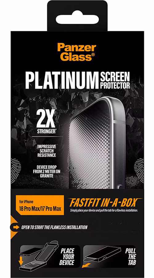 PanzerGlass ochranné sklo Platinum Frame Fit pre iPhone 18 Pro Max - Black Frame
