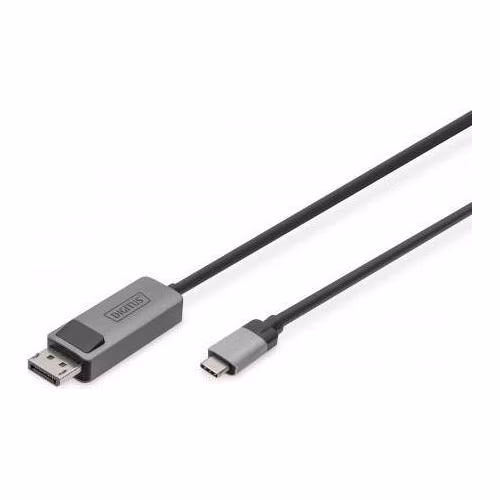 DIGITUS 8K@30Hz. USB type C na DP, Adaptérový kabel HBR3, hliníkové pouzdro, černá 2m