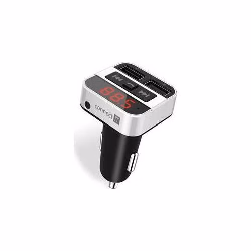 CONNECT IT InCarz Bluetooth transmitter,USB nabíječka, Handsfree, přehrávač, STŘÍBRNÝ