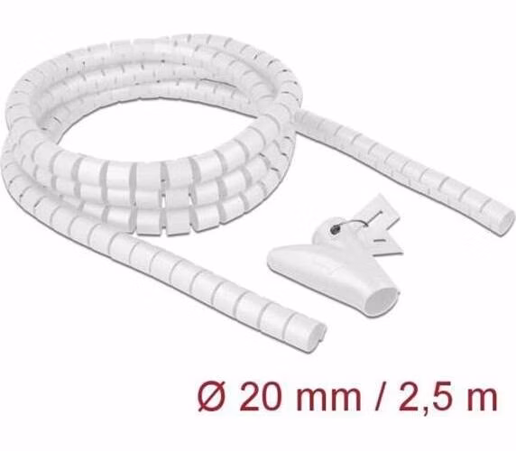 Delock Spirálová hadice se vtahovacím nástrojem 2,5 m x 20 mm, bílá