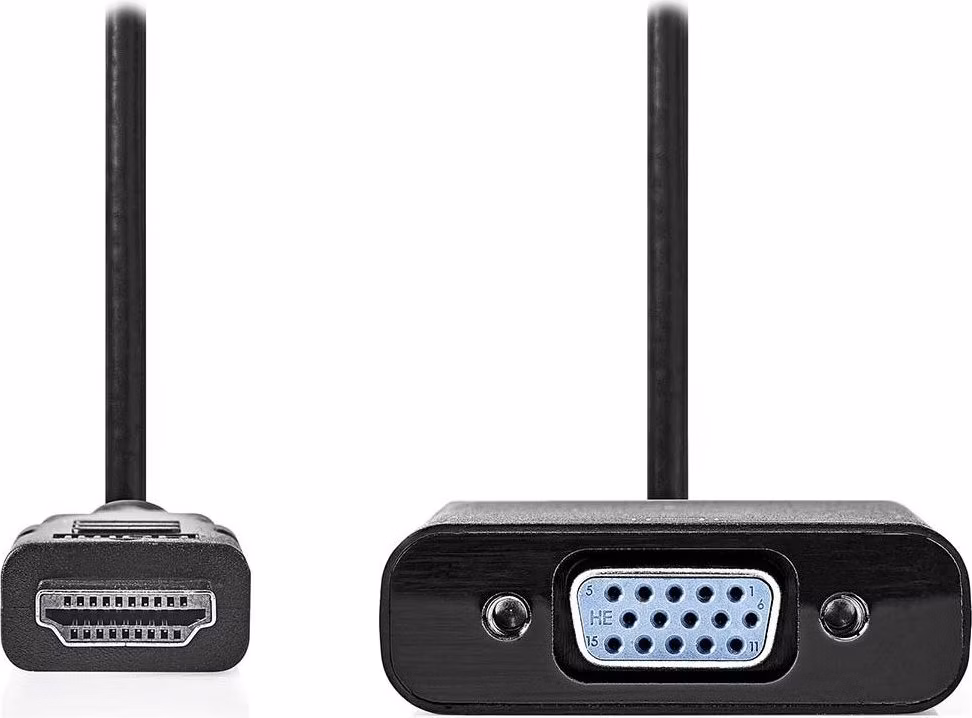 Nedis CCGB34900BK02 - HDMI™ – VGA Kabel | Konektor HDMI™ - VGA Zásuvka + 3,5mm výstup | 0,2 m | Černá barva