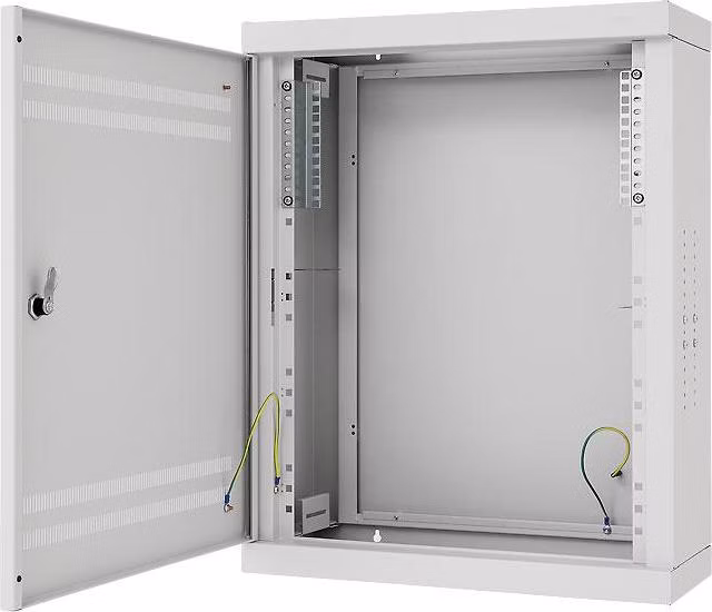 Rozvaděč hybridní 760x620x250 na stěnu plechové dveře, zámek Doppelbart, RAL7035