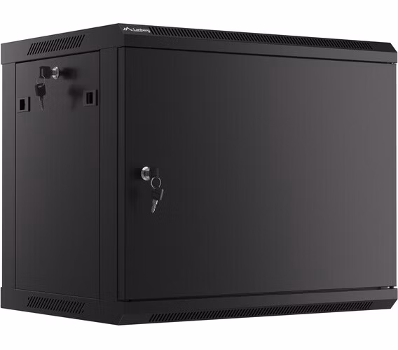 LANBERG 19" RACKOVÁ SKŘÍŇ PRO MONTÁŽ NA STĚNU 9U/600X450 PRO VLASTNÍ MONTÁŽ S KOVOVÝMI DVEŘMI ČERNÁ