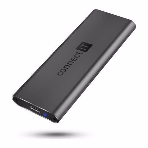 CONNECT IT AluSafe externí box pro SSD disky M.2 NVMe, 10 Gbps, USB-C, ANTRACITOVÝ