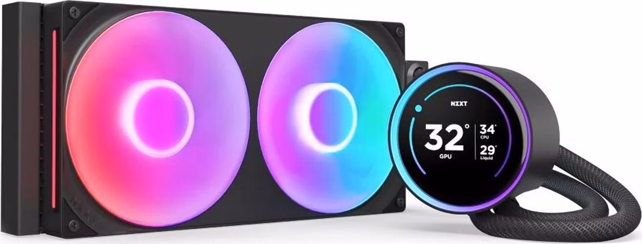 NZXT vodní chladič Kraken 280 ELITE RGB / 2x140mm RGB fan / 4-pin PWM / LCD disp. / 6 let