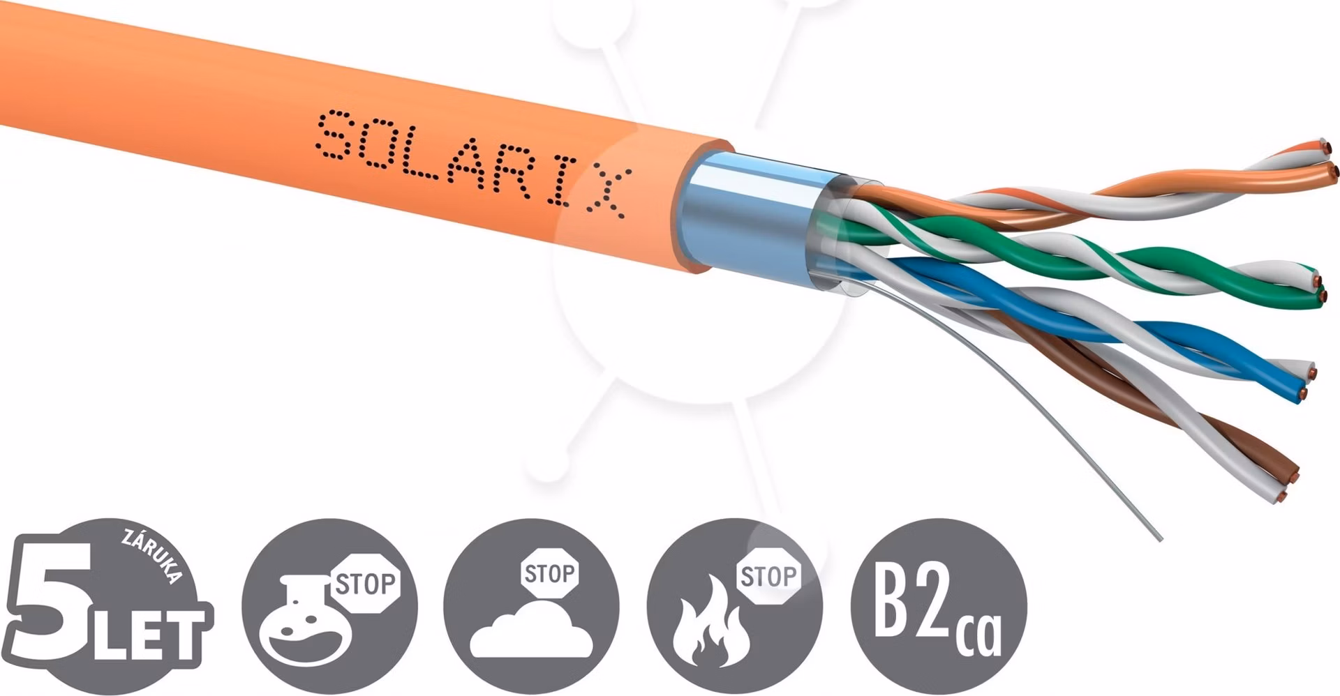 Instalační kabel Solarix CAT5E FTP LSOHFR B2ca-s1,d1,a1 500m/cívka SXKD-5E-FTP-LSOHFR-B2ca