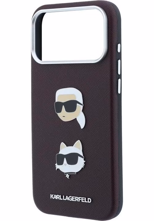 Karl Lagerfeld PU Semi Wrap Saffiano K&amp;CH Heads kryt iPhone 18 Pro burgundy