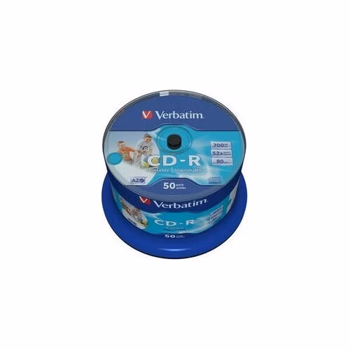 VERBATIM CD-R(50-Pack)Spindle/Inkjet Printable/52x/700MB / Non ID Branded