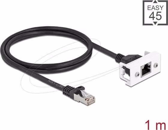Delock Síťový prodlužovací kabel pro Modul Easy 45 S/FTP ze zástrčkového konektoru RJ45 na zásuvkový kon