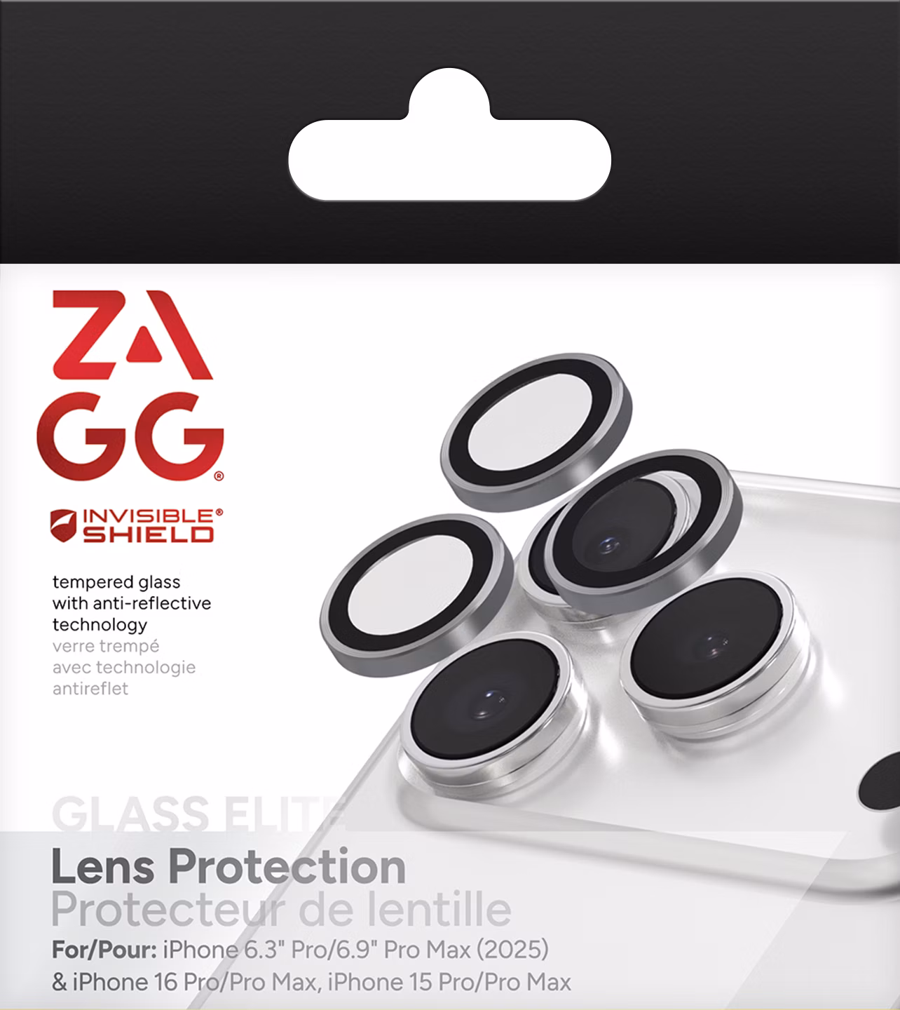 ZAGG Ochranná šošovka Premium pre Apple 17 Pro/Pro Max/16 Pro/Pro Max/15 Pro/Pro Max - strieborná