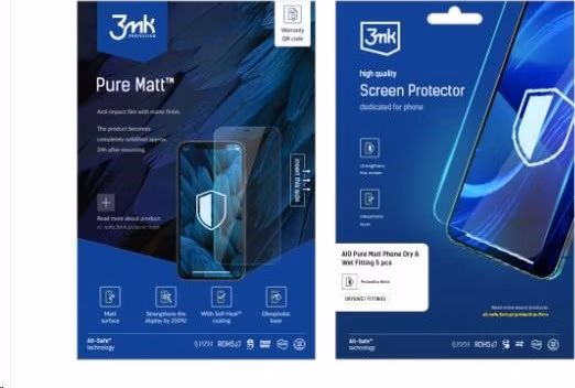 3mk All-Safe - AIO fólie Pure Matt Pro Dry &amp; Wet Fitting Phone, 5 ks