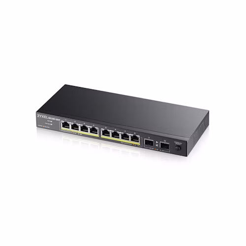 Zyxel GS1100-10HP v2 10portový gigabitový PoE switch, 8x gigabitový PoE RJ45, 2x SFP, 120W PoE rozpočet