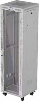 LANBERG Volně stojící skříň 19" 42U/600x600 (v rozloženém stavu) skleněné dveře LCD černá (RAL9004)