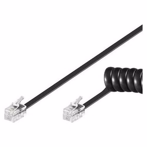 PremiumCord Kabel telefonní sluchátkový kroucený 4 žíly 2m - černý