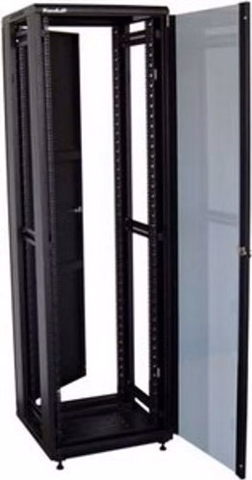 XtendLan 47U/600x800 stojanový, černý, skleněné dveře, plná záda