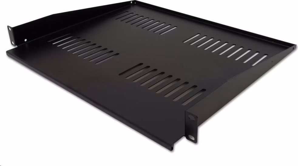 XtendLan 19" předsunutá police s perforací 1U/400mm, nosnost 25kg, černá
