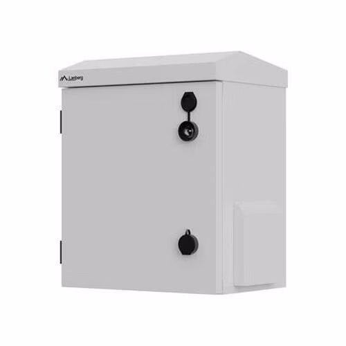 LANBERG Hermetická nástěnná/sloupová RACK skříň 10" IP55 320 × 220 × 400 mm, šedá(sestavená)