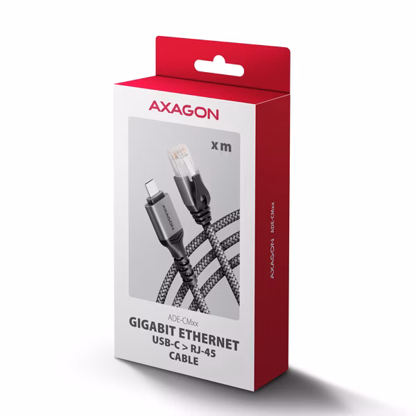 AXAGON ADE-CM15, USB-C Gigabit Ethernet adaptér s integrovaným sieťovým CAT6 káblom RJ-45 (1,5 m)