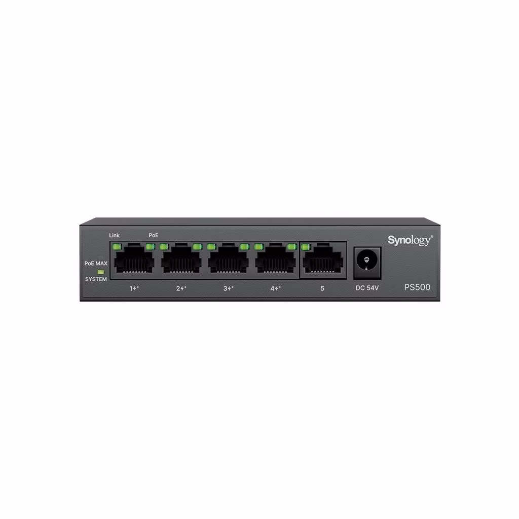 Synology switch PS500 (5xGbE,4xPoE+,60W,fanless)