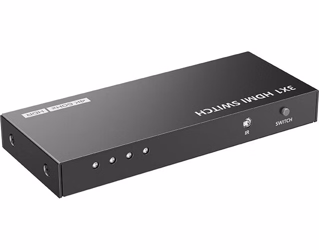 XtendLan HDMI prepínac, 3 vstupy / 1 výstup, do 4k@60Hz (2160p), dálkové ovládání (IR)