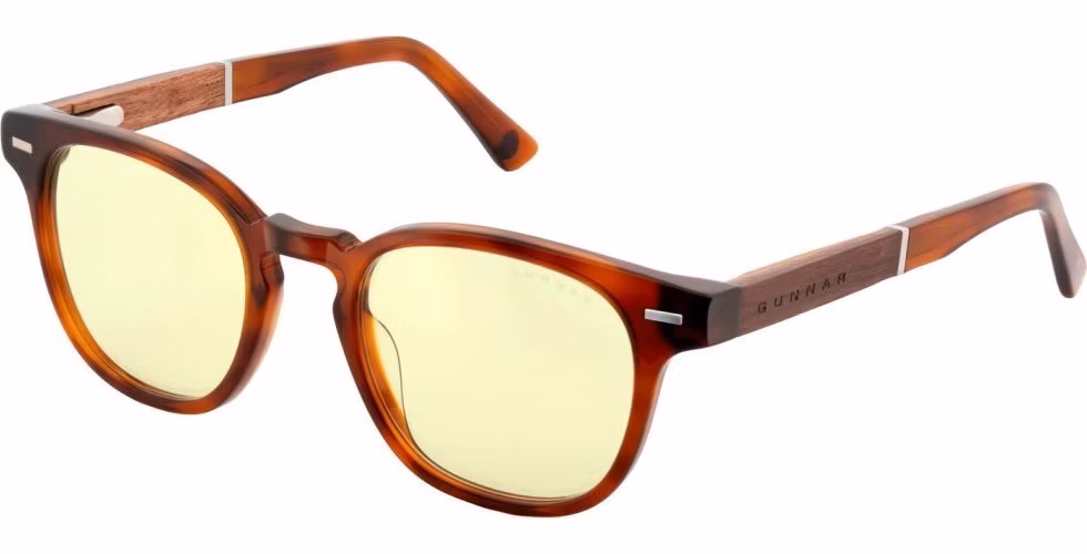 GUNNAR kancelářske/herní brýle TIOGA MAROON/ROSEWOOD jantarová skla MINERAL BLF 65 GUNNAR focus