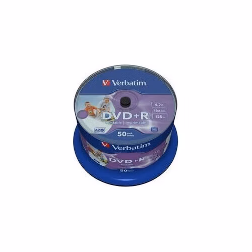 VERBATIM DVD+R(50-Pack)Vreteno/Printable/16x/4.7 GB/DLP