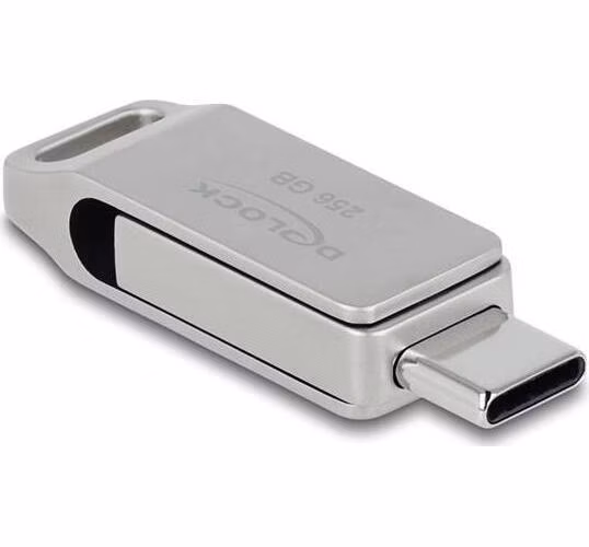 Delock Flash disk USB 5 Gbps, USB-C™ + Typ-A, 256 GB - kovový kryt