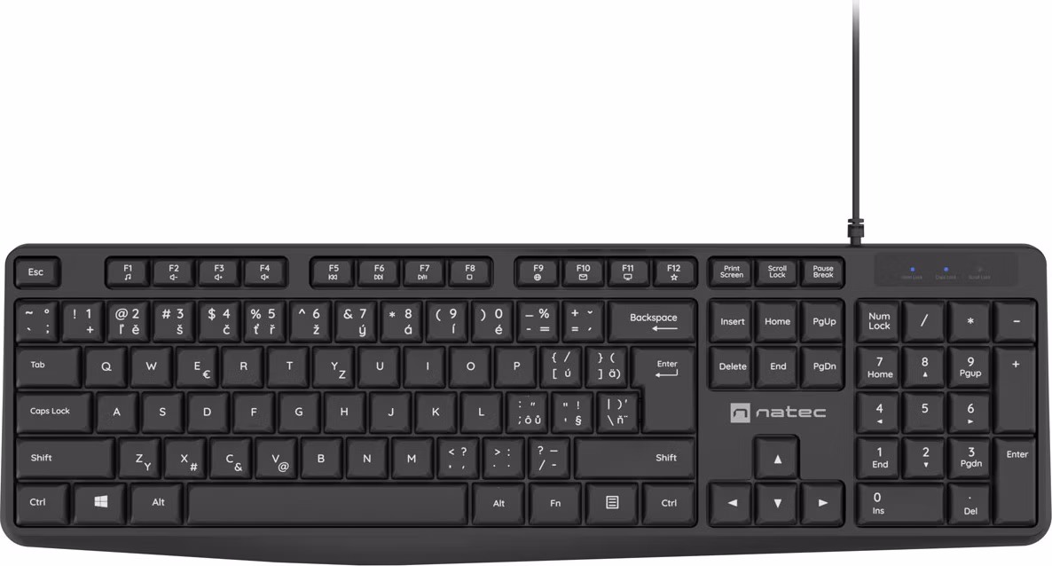 Natec klávesnica Nautilus 2/Drôtová USB/SK-SK layout/Čierna