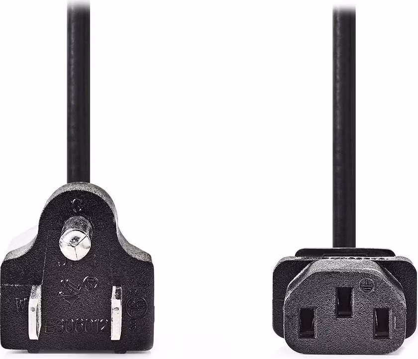 NEDIS napájecí kabel/ přímý/ přímý/ konektor IEC-320-C13/ zástrčka US/ kulatý/ černý/ 2m