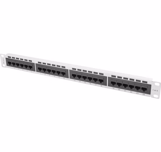 PATCH PANEL 24 PORTOV 1U 19" CAT.6 UTP ŠEDÝ LANBERG