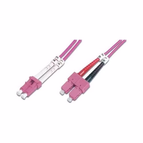 DIGITUS Fiber Optic Patch Cord, LC to SC, Multimode OM4 - 50/125 µ, Duplex, color RAL4003 Length 1m