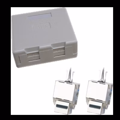 Dvojzásuvka CAT5E STP 2xRJ45 na omietku protiprach.