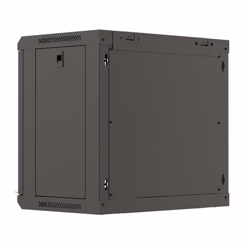 LANBERG 19" RACKOVÁ SKRIŇA PRE MONTÁŽ NA STENU 9U/540X350 (FLAT PACK) S PRESKLENÝMI DVERMI ČIERNA