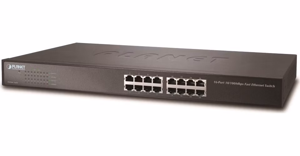 Planet FNSW-1601 Switch 16 x 10/100, kov, rack