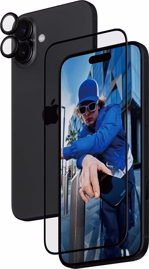 PanzerGlass ochranné sklo UWF + Hoops Bundle pre iPhone 16 Plus - Black Frame