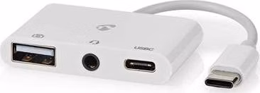 Nedis CCGB64790WT01 - USB 2.0 Adaptér | USB-C™ Zástrčka | USB-A Zásuvka / USB-C™ Zásuvka / 3,5 mm Zásuvka | Bílá