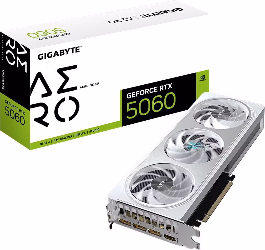 GIGABYTE VGA NVIDIA GeForce RTX 5060 AERO OC 8G, 8G GDDR7, 3xDP, 1xHDMI