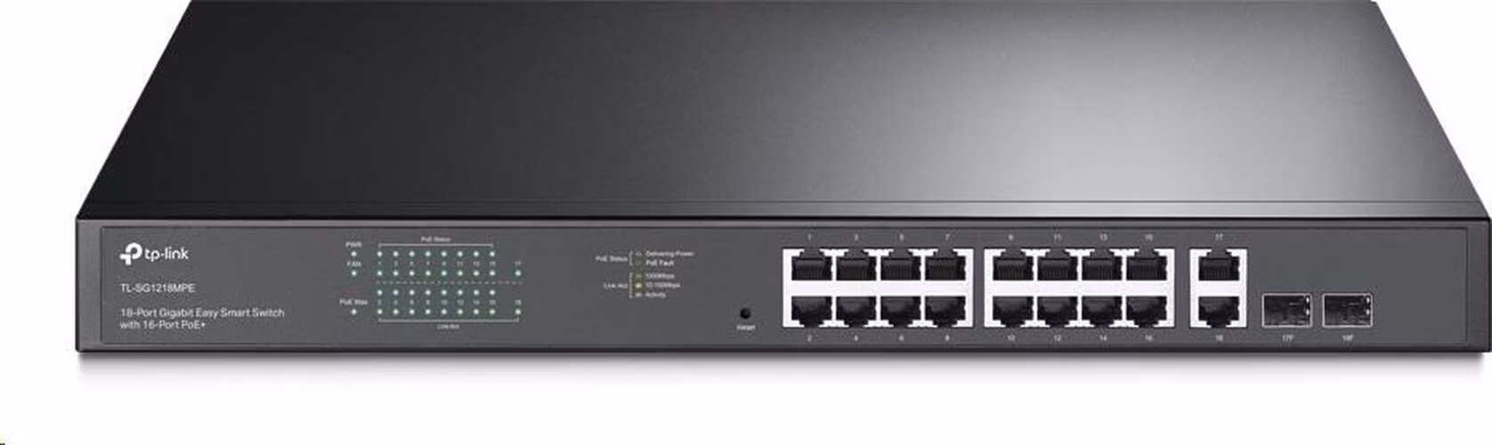 TP-Link TL-SG1218MPE/ Easy Smart Switch 16x 10/100/1000Mbps + 2x SFP/RJ-45 combo/ IGMP, QoS, VLAN/ rack