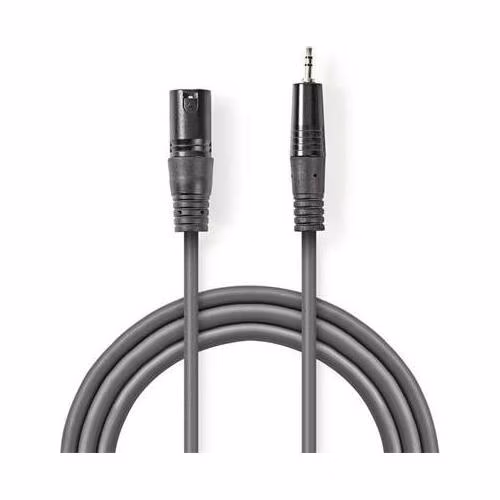 Nedis COTH15300GY30 - XLR Audiokabel | XLR 3pinová Zástrčka – 3,5mm Zástrčka | 3 m | Šedá barva