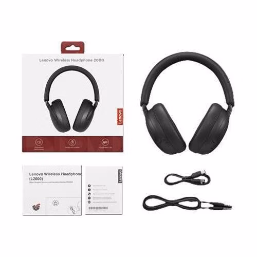 Lenovo Wireless Headphone 2000 = bezdrátová (BT 6.0), skořepinová sluchátka, černá