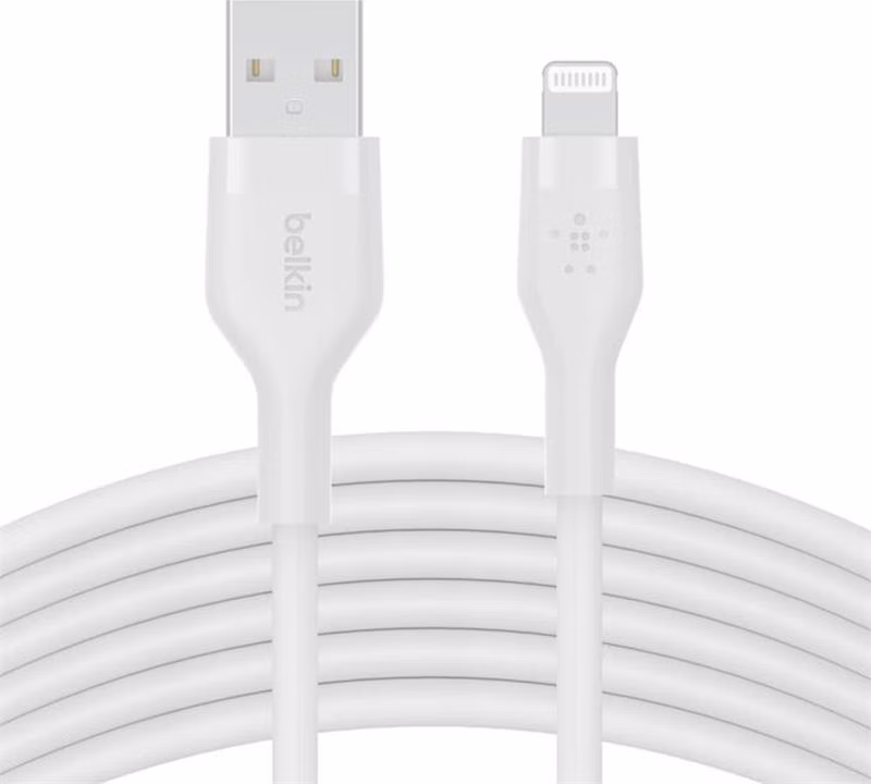 Belkin kábel Boost Charge Flex Silicone USB-A to Lightning 3m - White