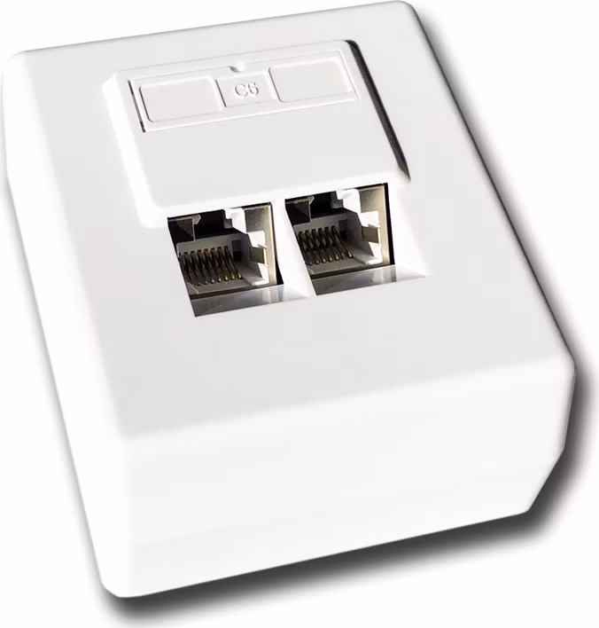 DATACOM Datová zásuvka STP CAT6 2xRJ45 na omítku 45st. bílá