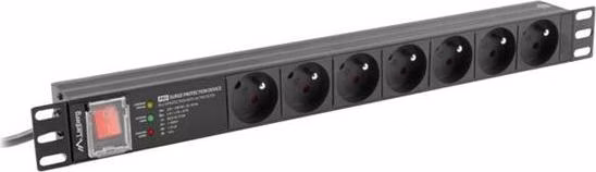 LANBERG NAPÁJECÍ DISTRIBUČNÍ JEDNOTKA (PDU) PRO 19" 1U 16A 2M 7X FRANCOUZSKÉ ZÁSUVKY SPD-3MP ČERNÁ