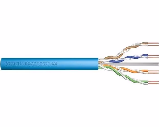 DIGITUS Instalační kabel CAT 6A U-UTP, 500 MHz Eca (EN 50575), AWG 23/1, buben 305 m, simplex, barva modrá