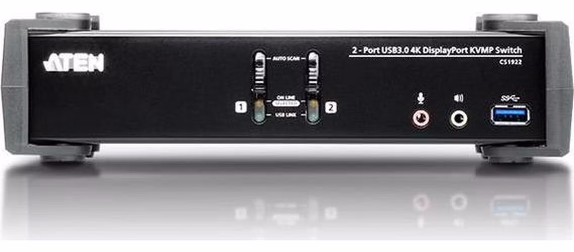 ATEN KVM switch CS-1922, 2-Port USB 3.0 4K DisplayPort (4K,USB 3.1 Gen 1)