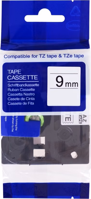 PRINTLINE kompatibilní páska s Brother TZE-FX221, 9mm, černý tisk/bílý podklad, flexibilní