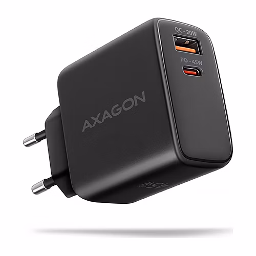 AXAGON nabíječka do sítě 45W / ACU-PQ45/ 1x USB-C / 1x USB-A / PD3.0/QC4+/PPS/SFC2.0/AFC/SCP/Apple / černá