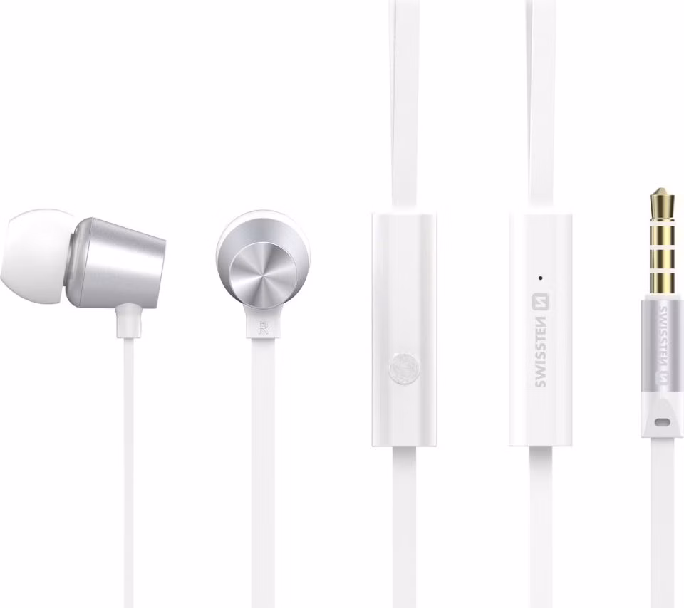 SWISSTEN SLUCHÁTKA EARBUDS DYNAMIC YS500 STŘÍBRNO-BÍLÉ
