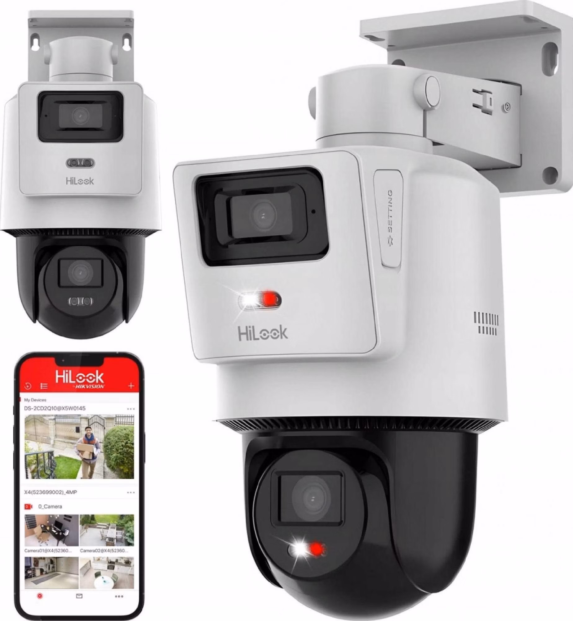 HiLook powered by Hikvision TandemVu kamera PTZ-N2D400M-DE/14, 2x 4MPx, 2.8mm (panoráma) + 8mm (PTZ), IP66